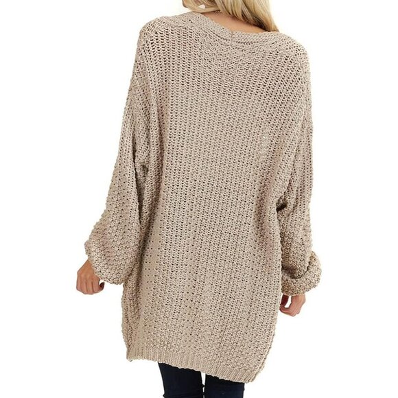 Women's Chunky Knit Open Front Cardigan Large Casual Long Sleeve - Picture 5 of 5